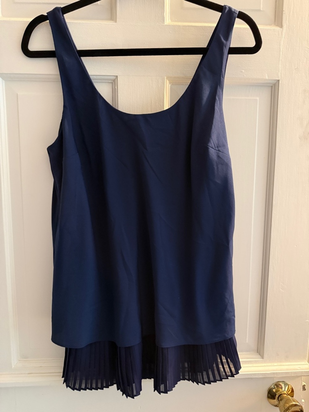 Lauren Ralph Lauren Navy Sleeveless Pleated-Hem Camisole